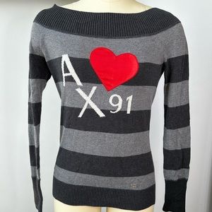 2011 Armani Exchange Striped Heart Sweater